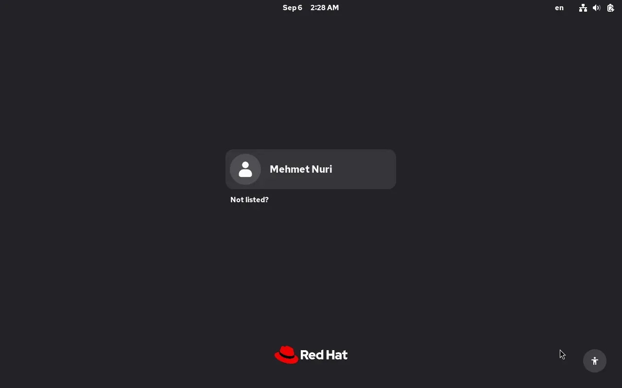 RHEL 10.2 giriş ekranı